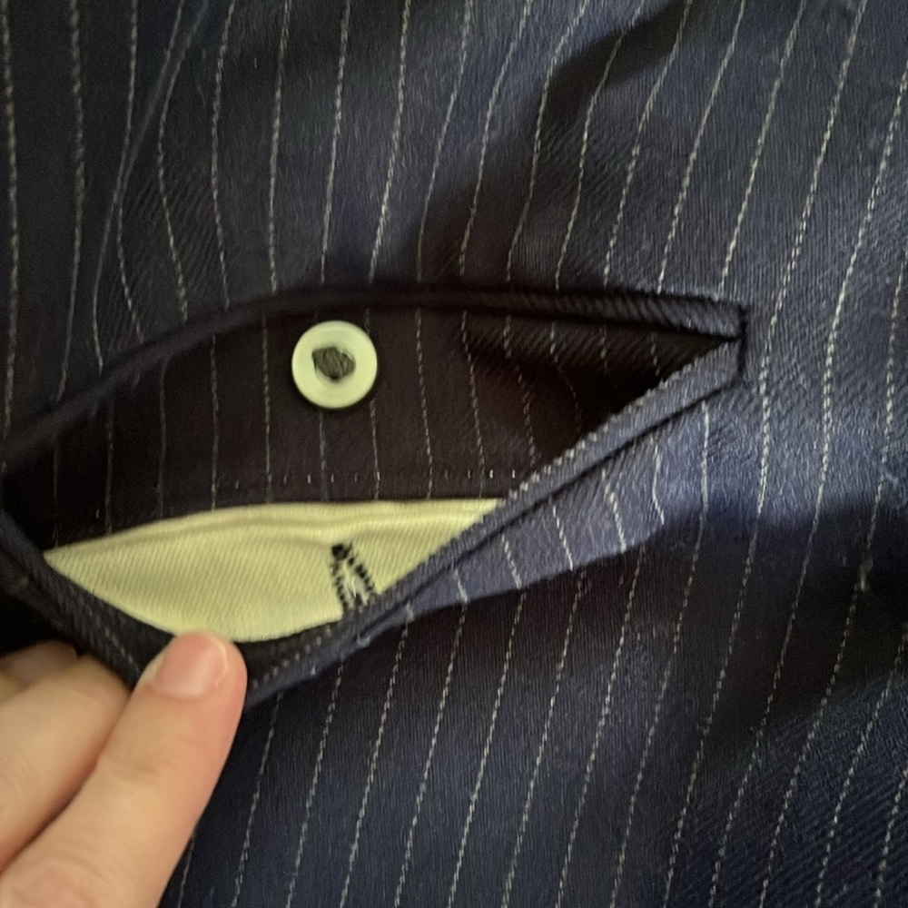 Vintage Navy Wool Pinstripe Trousers - Picture 7 of 16